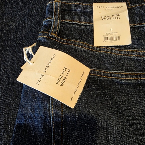 Free Assembly Womens High Rise Wide Leg Jeans Dark Wash Denim Size 8 NWT - Picture 9 of 12